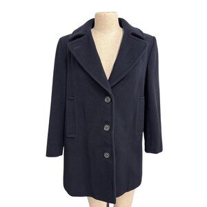 Vintage Evan Picone Womens Wool Blend Navy Peacoat With Plaid Lining Size M, Fun